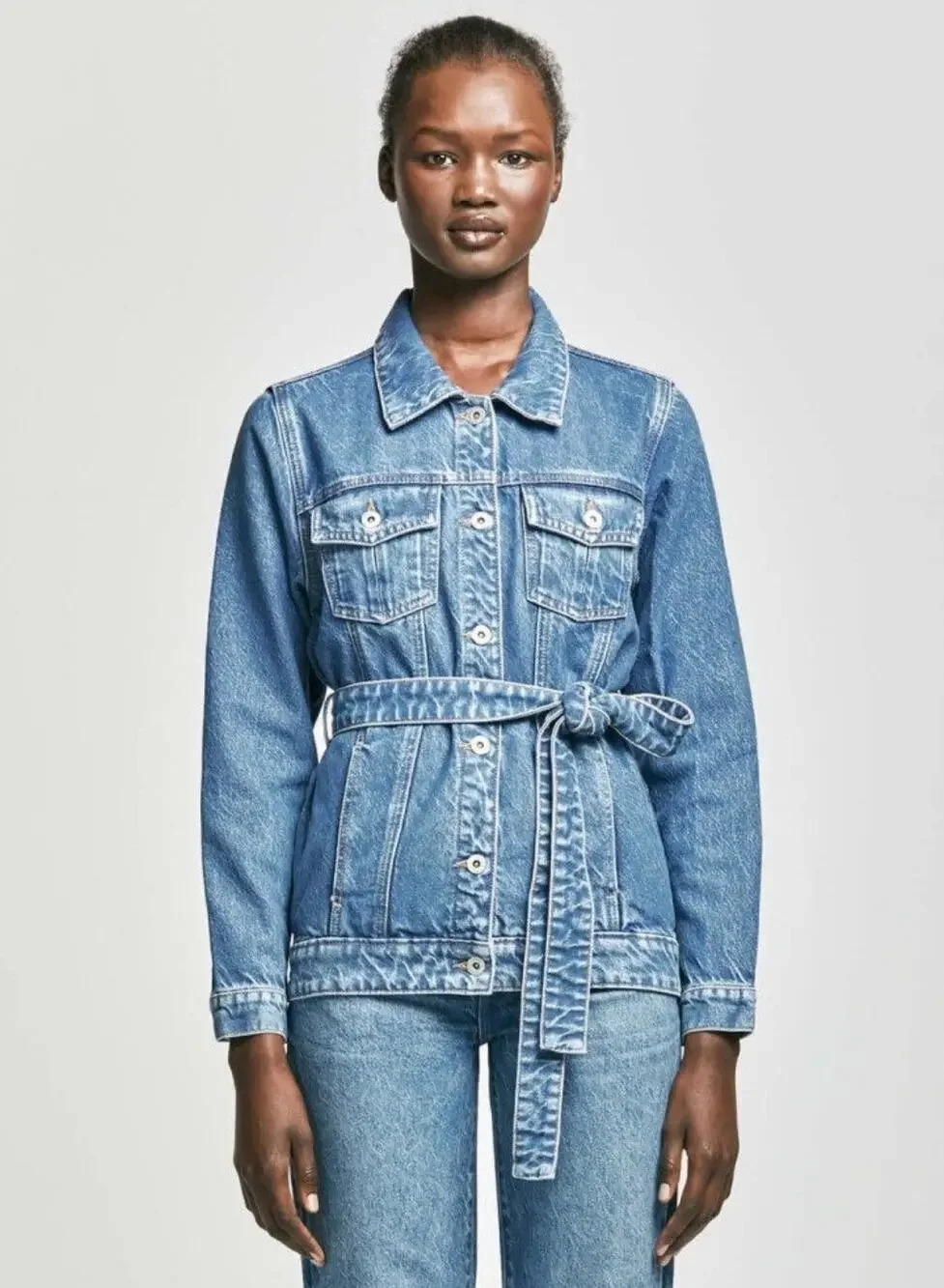 Outland Denim NWT Girls The Ava Organic Cotton Oversized Belted Jean Jacket XL